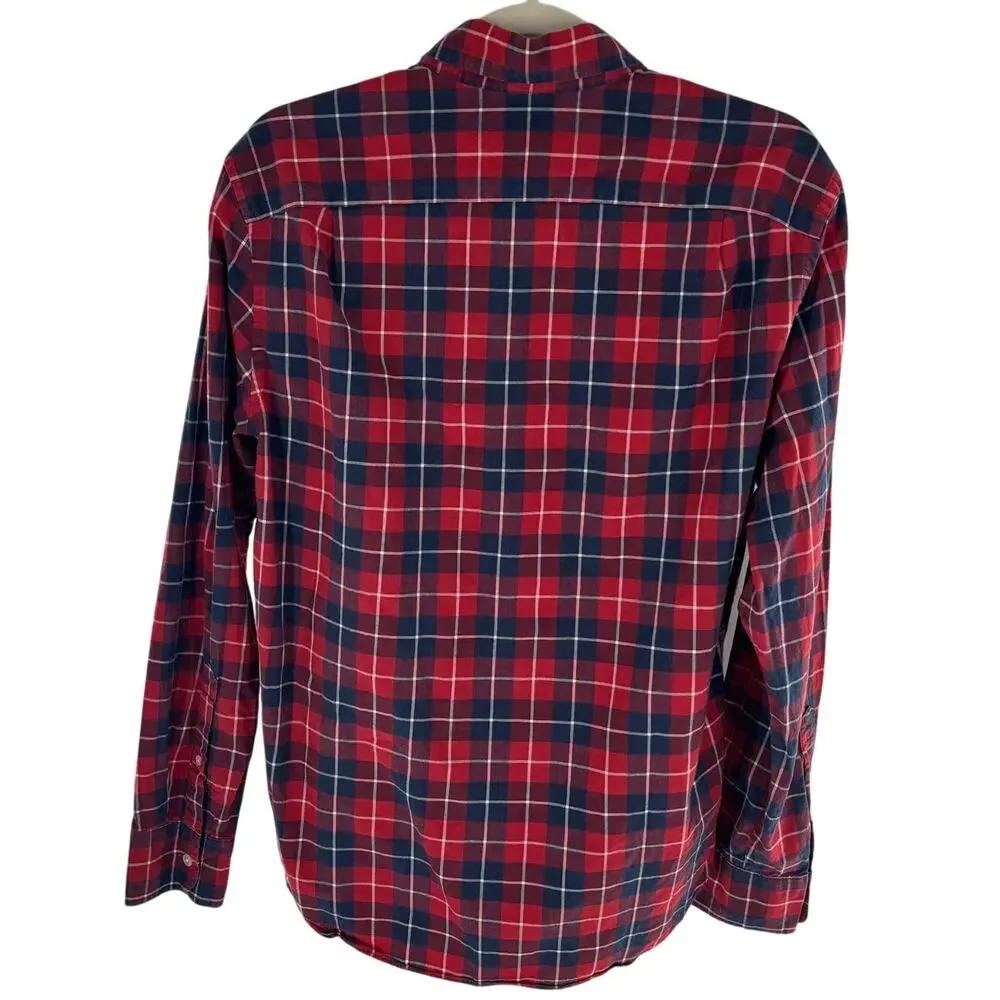 J. Crew Red Plaid Flex Cotton Slim Fit Button Down Shirt